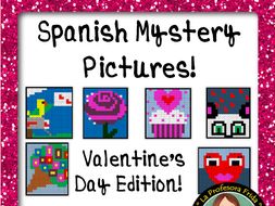 Spanish Valentine's Mystery Pictures! Color By Number / Grid for February