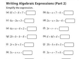 Writing Algebraic Expressions (Part 2) | Teaching Resources