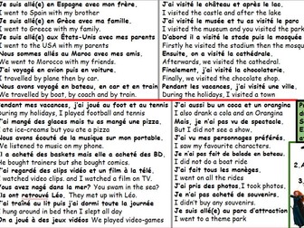Knowledge organiser -KS3 Holidays Preferences and Past