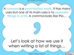 Commas for Lists | Teaching Resources