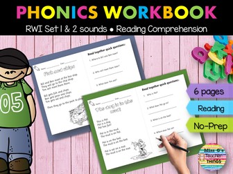 Reception/Year 1 differentiated Reading Comprehension worksheets - RWI set 1 and set 2 sounds