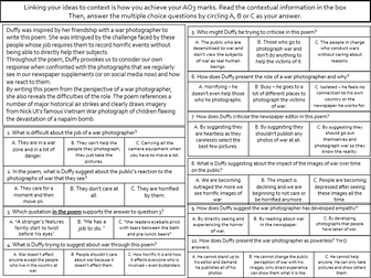 Power and Conflict war poems retrieval/revision starters with answers