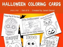 Halloween Coloring Cards - Set of 6