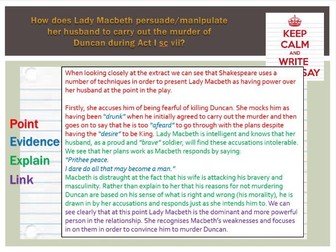 Macbeth - Act 1 scene 7 (Shakespeare's presentation of Lady Macbeth and Macbeth)