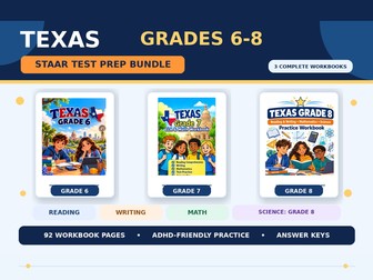 Texas Grades 6–8 STAAR Reading, Writing, Math & Science Bundle