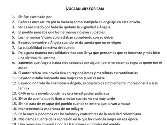 CRÓNICA DE UNA MUERTE ANUNCIADA KEY PHRASES (SPANISH AND ENGLISH) IDEAL FOR ESSAYS!