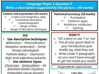 AQA English Language papers 1 & 2 revision guide booklet with sources