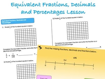 Year 5 Decimals and Percentages - Equivalent Fractions, Decimals and Percentages Lesson