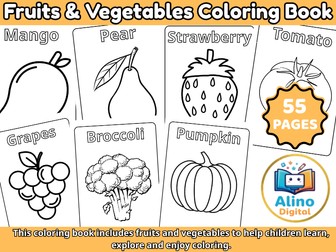 Fruits and Vegetables Coloring Book for Kids