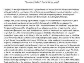 Politics A-level A grade essay: Is Congress Broken?