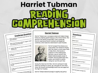 Harriet Tubman Reading Comprehension for KS2 or Gr 3 - 5 | Black History Month