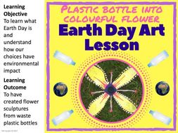 Flowers from plastic bottles: Earth Day art lesson
