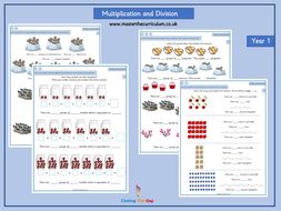 White Rose Year 1 Multiplication and Division Differentiated Worksheets ...