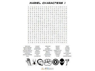 Marvel characters wordsearch *FREE*