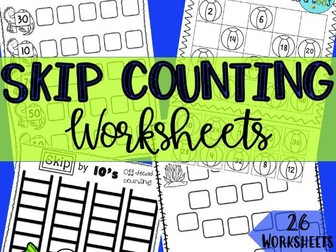 Skip Counting Worksheet Pack