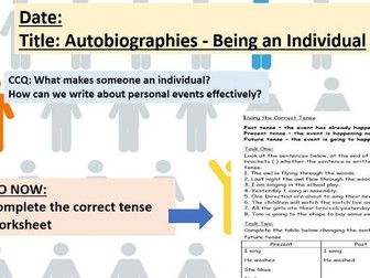 KS3 English Autobiography SOW L1: Introduction