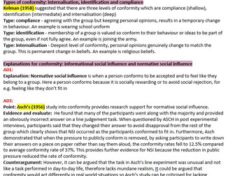 A level psychology AQA Social Influence - paper 1