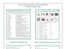 Pets and Pet Care Combo Activity Worksheets