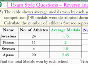 Averages - Reverse and Combine Mean