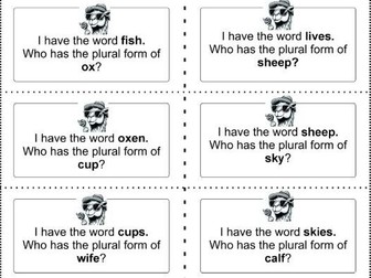 Follow me cards- Plural nouns