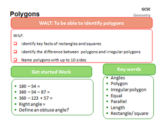 Mastery Polygons Investigation KS3