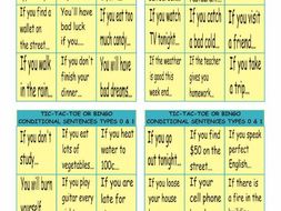 Conditional Sentences Types 0 & 1 Tic-Tac-Toe or Bingo