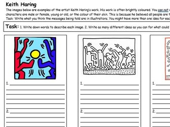 KS3 Art - Keith Haring mini project/cover lesson WORK BOOKLET