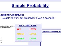 Simple Probability - FULL DIFFERENTIATED LESSON with ANSWERS and
