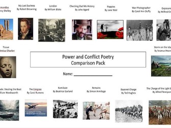 Power and Conflict Poetry - Example Exam questions and comparison pack