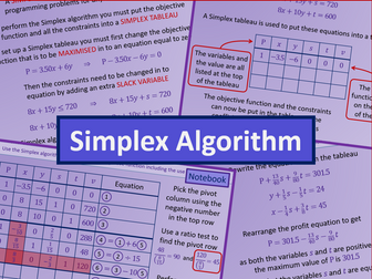 Simplex Algorithm - Further maths A level A2 Discrete