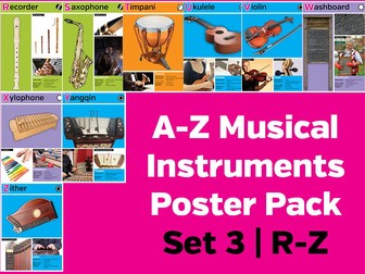 A-Z Musical Instruments Poster Pack Set 3: R-Z