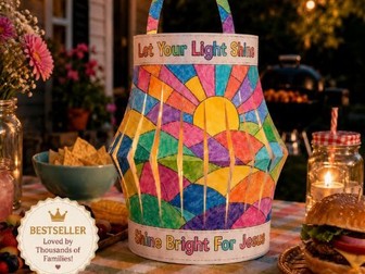 Let Your Light Shine Lantern | Christian Stained Glass Paper Lantern | Bible Craft for Kids