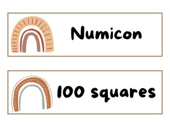 Maths resources rainbow tray labels