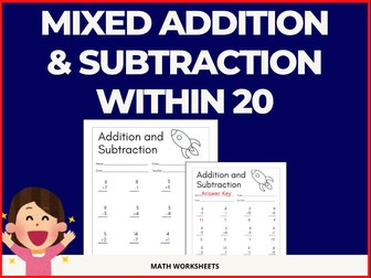 Mixed Addition and Subtraction Within 20 Worksheets