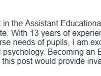 Successful assistant educational psychologist cover letter