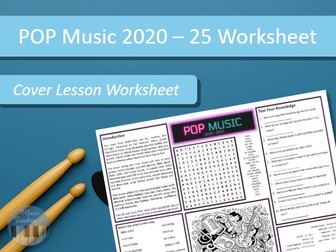 Pop Music 2020 - 25 Worksheet (Cover Lesson)