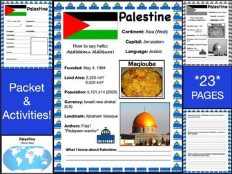 PALESTINE History & Geography, Travel The World Worksheet