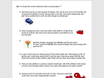 Addition and Subtraction word problems