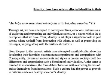 A Level Art -Personal Study A* graded Essay -Identity