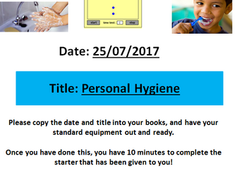 Personal Hygiene! A Life Skills/Citizenship lesson for students