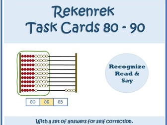 Rekenrek identify numbers from 80 to 90 with a set of answers for self correction