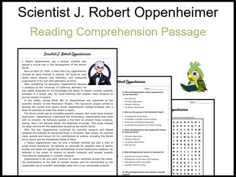 Scientist J. Robert Oppenheimer Reading Comprehension and Word Search