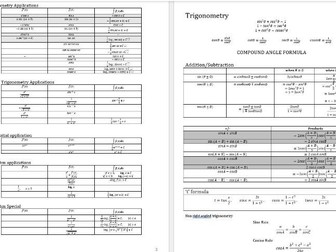 Extension 1 and 2 Mathematics Formula Sheet