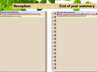 End of Reception report template