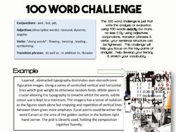 KS4 KS5 Describing other's artwork: the 100 word challenge worksheet GCE BTEC