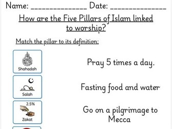 Five pillars of Islam worksheet