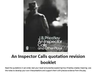 An Inspector Calls Student Quotation Work-booklet