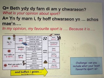 Welsh: sports/ chwaraeon, ysgol / school, gwyliau / holiday