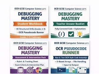 OCR GCSE Computer Science (J277) – Debugging Mastery (40 Drills G3–9 + Pseudocode Runner + Answers)