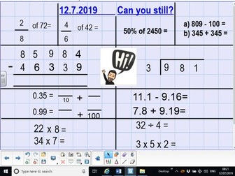 Early Morning Maths UKS2. SMART Notebook to practice Arithmetic and basic skiils